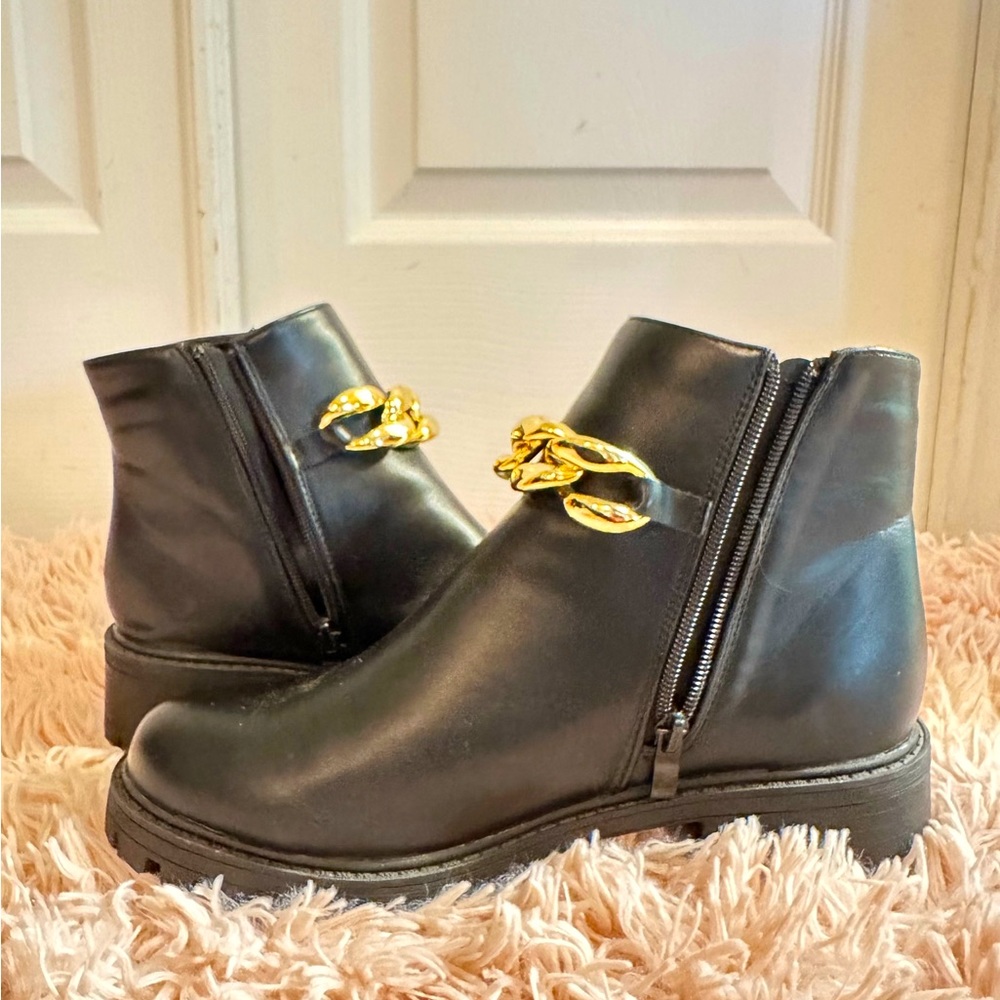 Black Gold Chain Boots